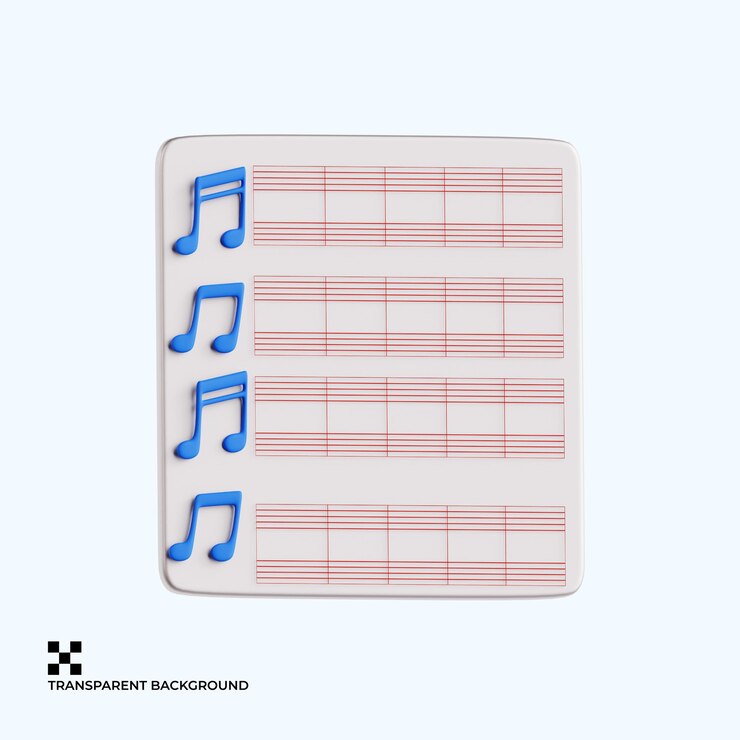 PSD musical score sheet with notation symbols