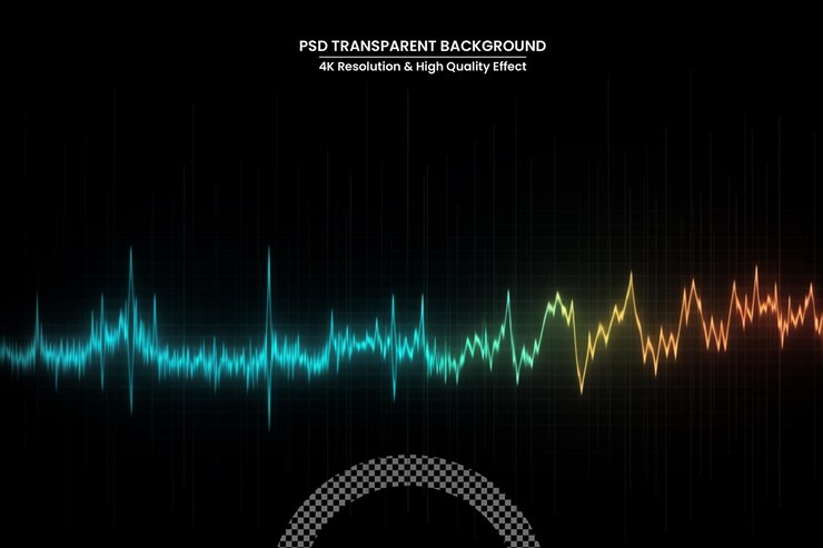 PSD musikk equalizer neon lydbølger audio digital teknologi bakgrunnsdesign