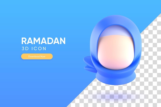 PSD avatar musulmano donne hijab carattere 3d rendering illustrazione