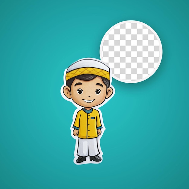 PSD muslim boy png isolated on transparent background