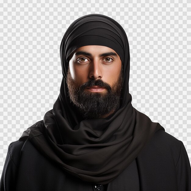 Uomo musulmano isolato su uno sfondo trasparente