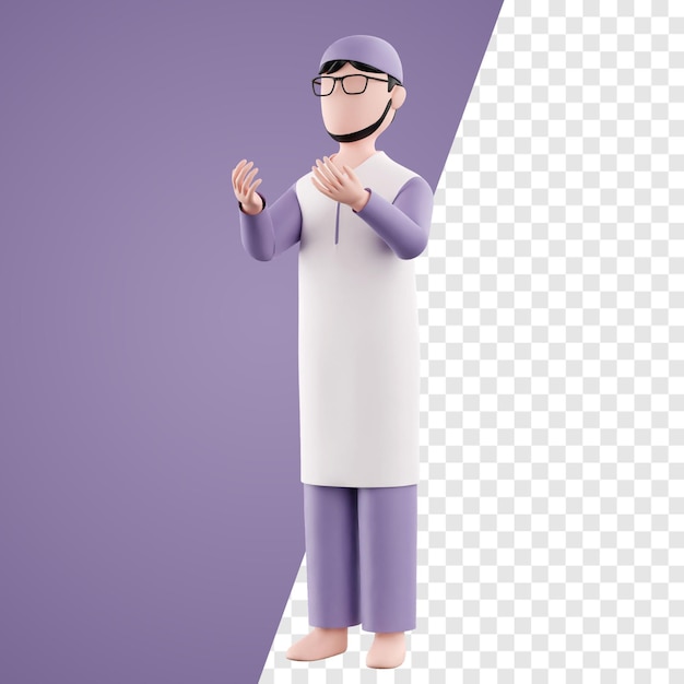 Muslim man praying 3d rendering illustration