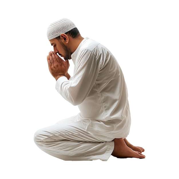 Uomo musulmano che prega nella moschea