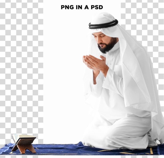 muslim man praying in traditional attire