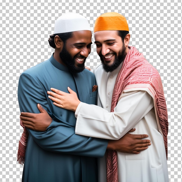 Muslim men hugging each other