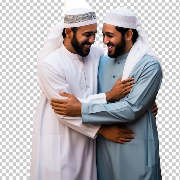 Muslim men hugging each other