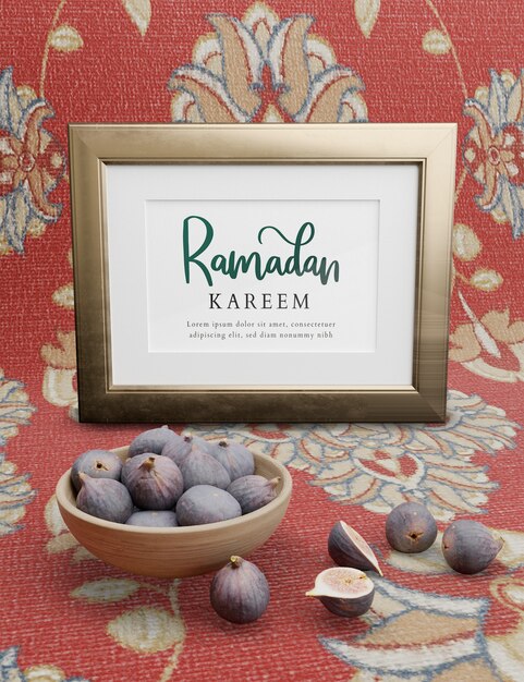 Muslim new year with figs on floral background