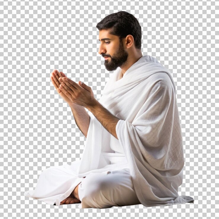 PSD muslim salah prayer isolated on transparent background