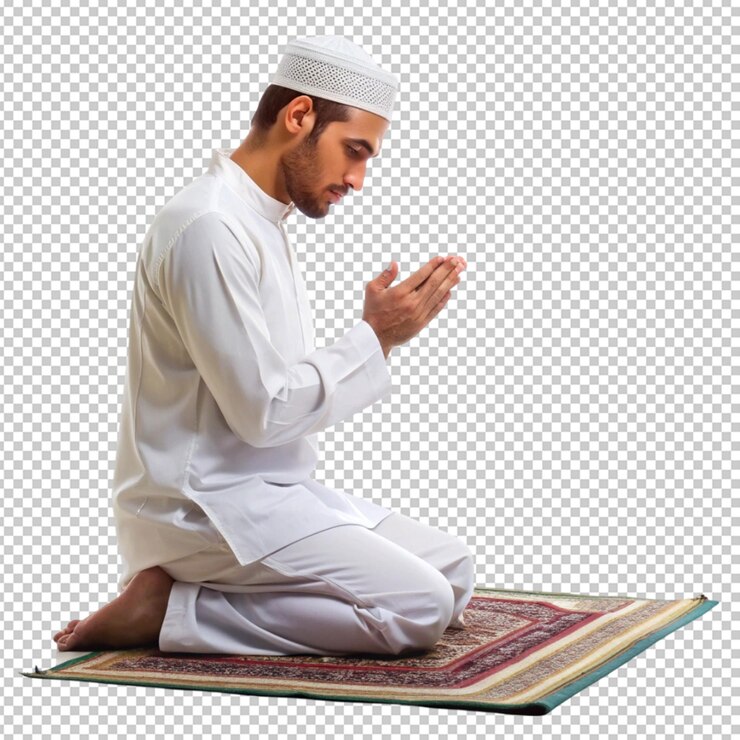 PSD muslim salah prayer isolated on transparent background