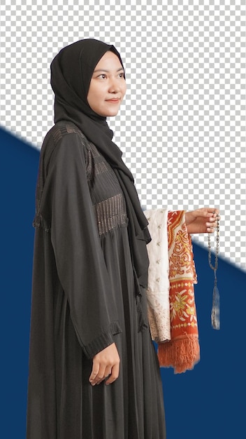 PSD muslim woman after worship at the mosque