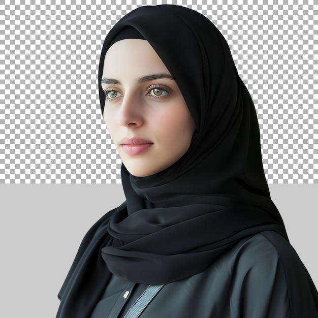PSD muslim woman wearing hijaab on transparent background ai generated
