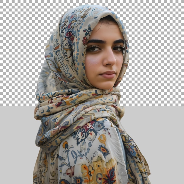 PSD muslim woman wearing hijaab on transparent background ai generated