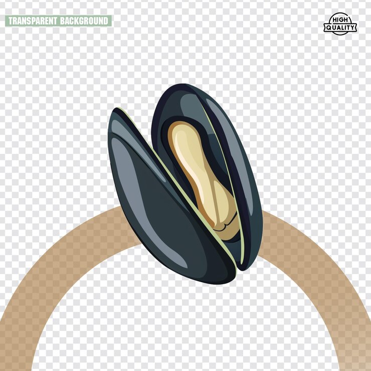 PSD mussel vector illustration sketch doodle hand drawn with black lines isolated on white background