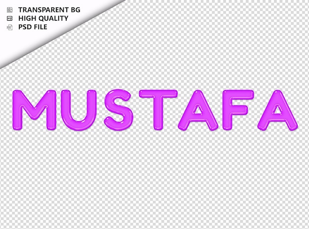 PSD mustafa typografia fioletowy tekst błyszczące szkło psd przezroczyste