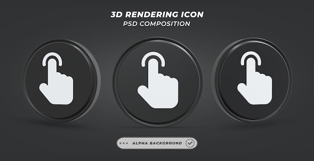 Mustavalkoinen hiiren osoitin -ikoni 3d-renderöitynä