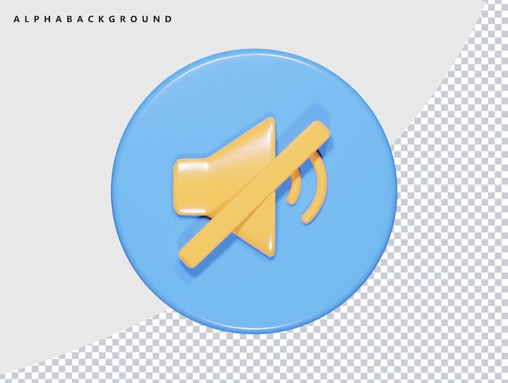 PSD mute icon 3d render illustration