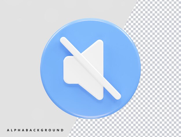 PSD mute icon 3d rendering illustration