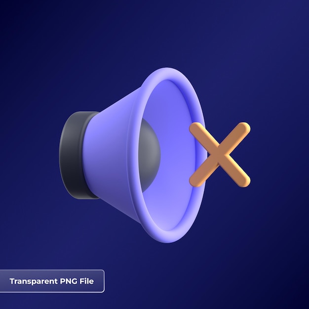 PSD illustrazione dell'icona 3d di mute speaker