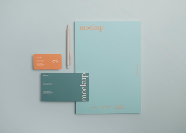 muted color stationery mockup