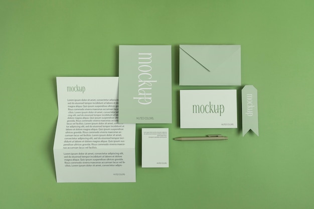 PSD muted color stationery mockup