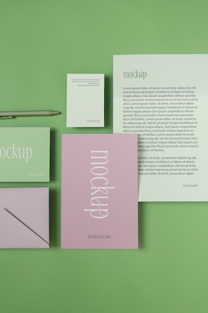 PSD muted color stationery mockup