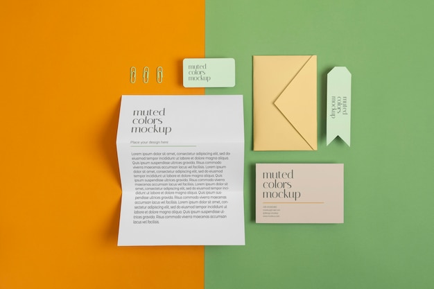 PSD muted color stationery mockup