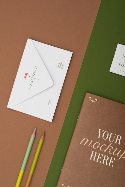 PSD muted colors stationery set mock-up design