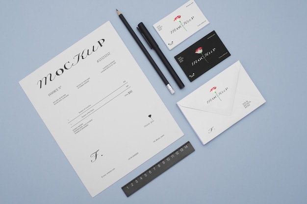 PSD muted colors stationery set mock-up design