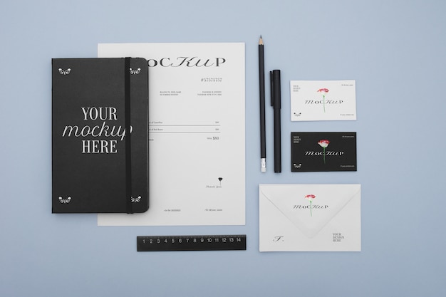 PSD muted colors stationery set mock-up design