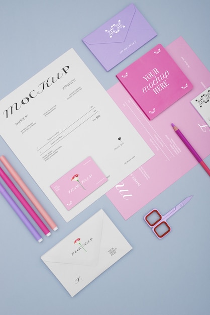 Muted colors stationery set mock-up design