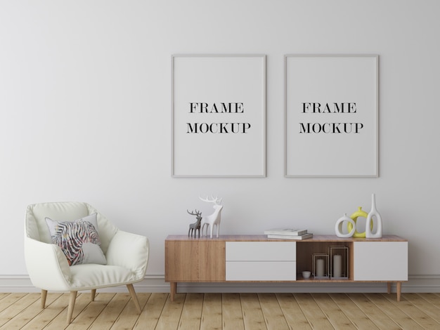 Muur frames lege achtergrond 3d-rendering mockup