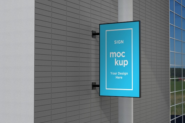 Muurbevestigingsbord gevelbord mockup