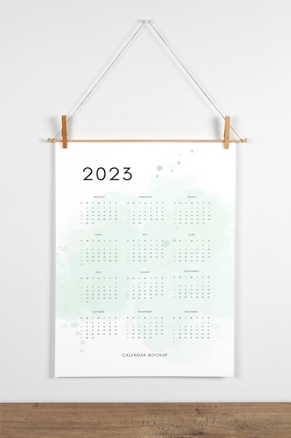 PSD muurhangende kalender mock-up ontwerp