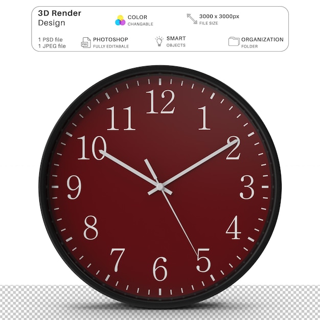 Muurklok 3d-modellering psd-bestand realistische vintage klok
