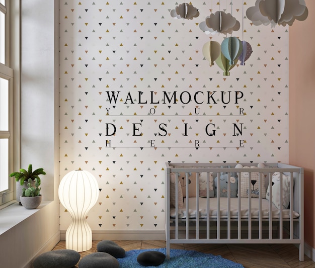 Muurmodel in schattig interieur van babykamer