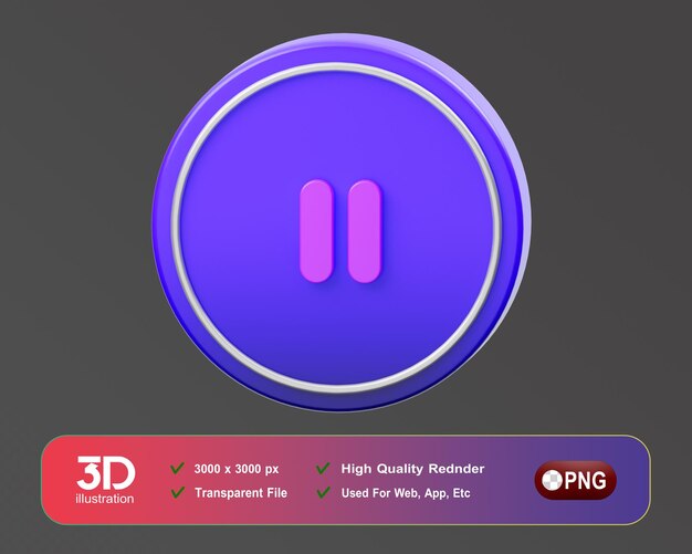 PSD muziek 3d-pictogram pauzeknop