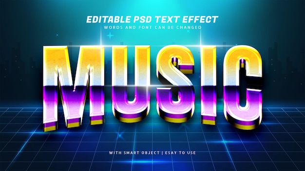 Muziek 3d retro teksteffect bewerkbaar