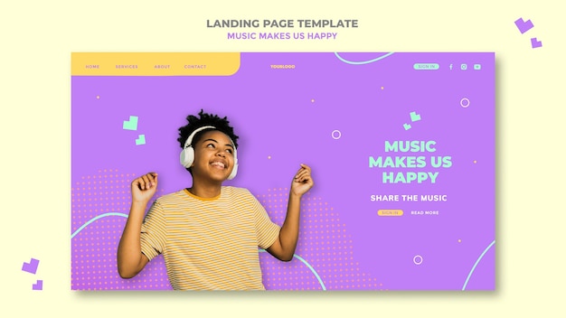 PSD muziek concept bestemmingspagina sjabloon