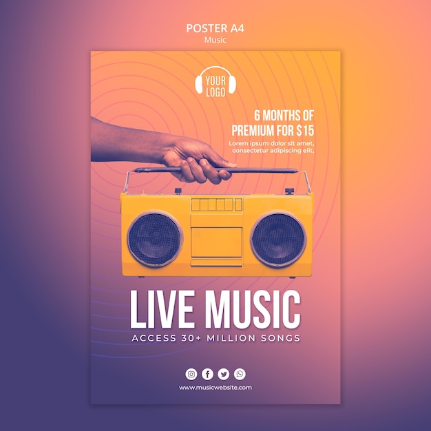 PSD muziek concept poster sjabloon