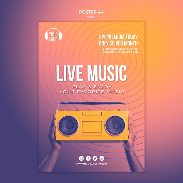 PSD muziek concept poster sjabloon