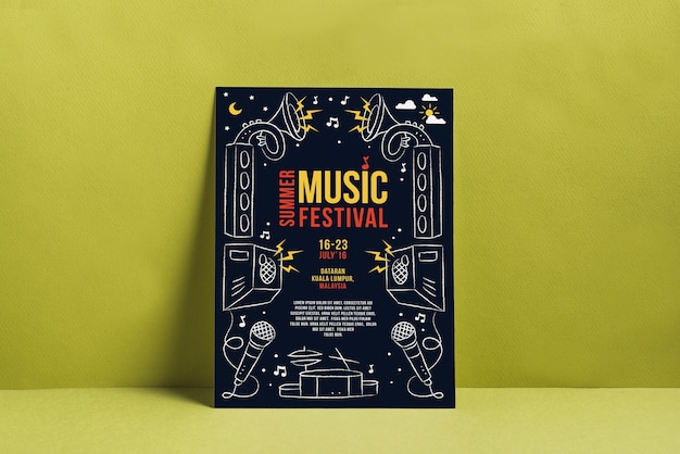 PSD muziek festival poster mockup