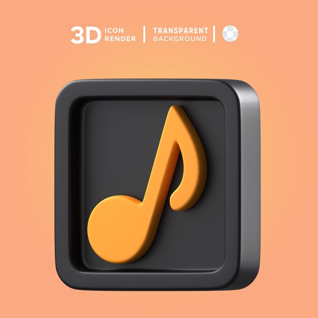 PSD muziek icoon 3d illustratie weergave