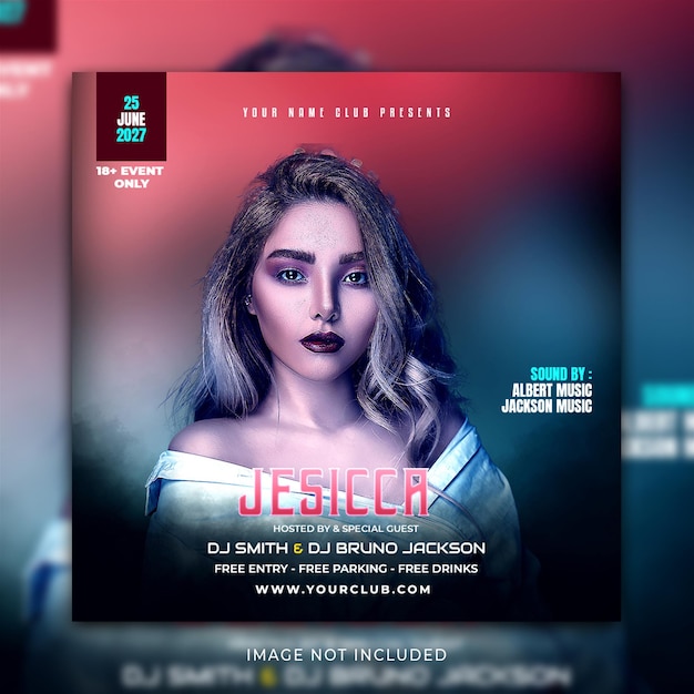 PSD muziek social media post en instagram banner promotiesjabloon premium psd