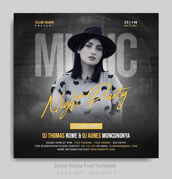 Muziek social media postsjabloon