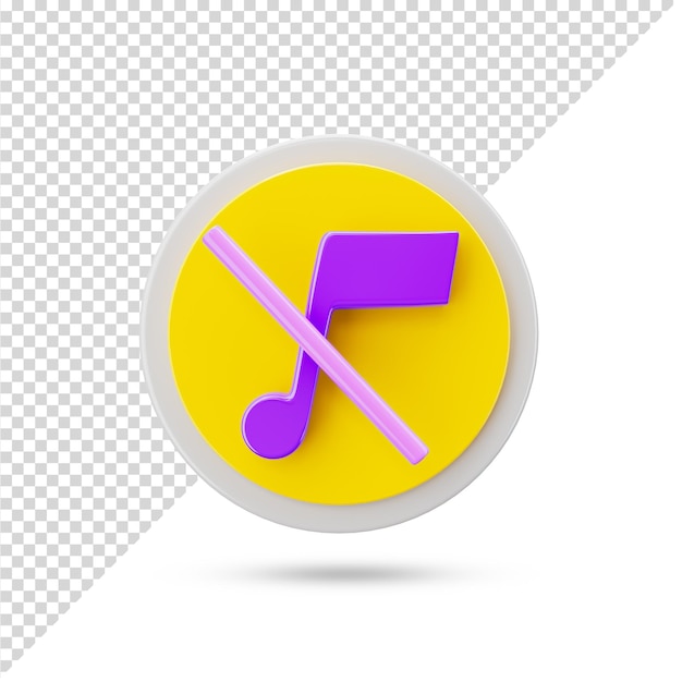 Muziek uit tune 3d transparant pictogram 3d teruggegeven 3d symbool en teken
