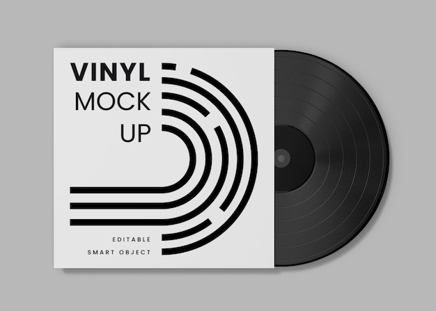 Muziek vinyl en platenlabel schijf mockup