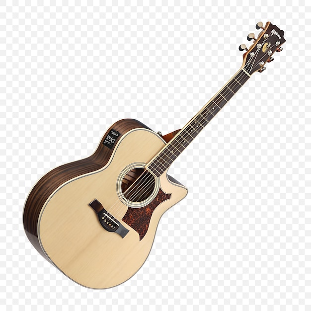 muziekinstrument akoestische gitaar geïsoleerd op doorzichtige achtergrond