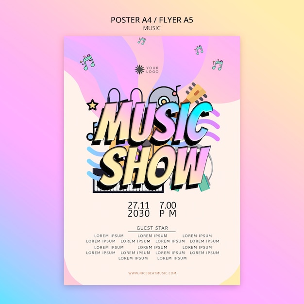 PSD muziekshow poster sjabloon