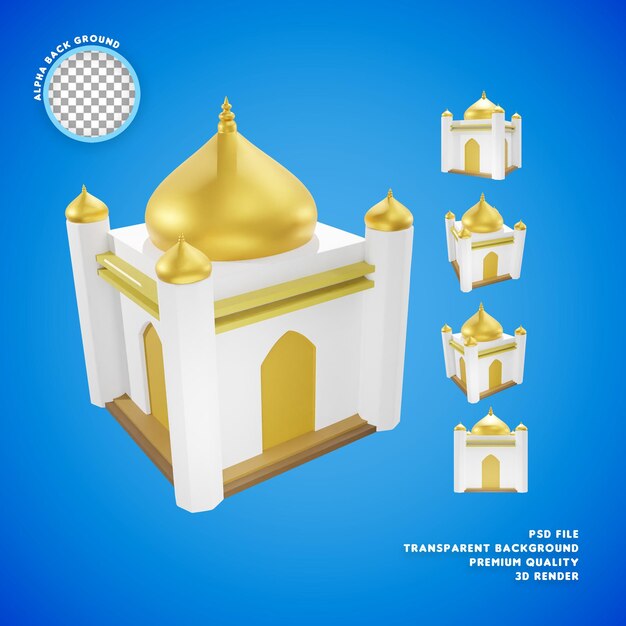 PSD muzułmański meczet ilustracja 3d ramadhan iconview renderowanie hd premium jakości tło alfa