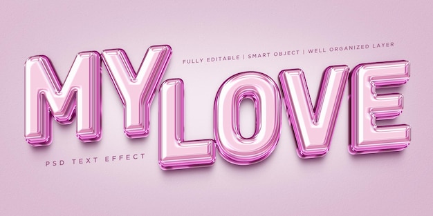 My love 3d style text effect